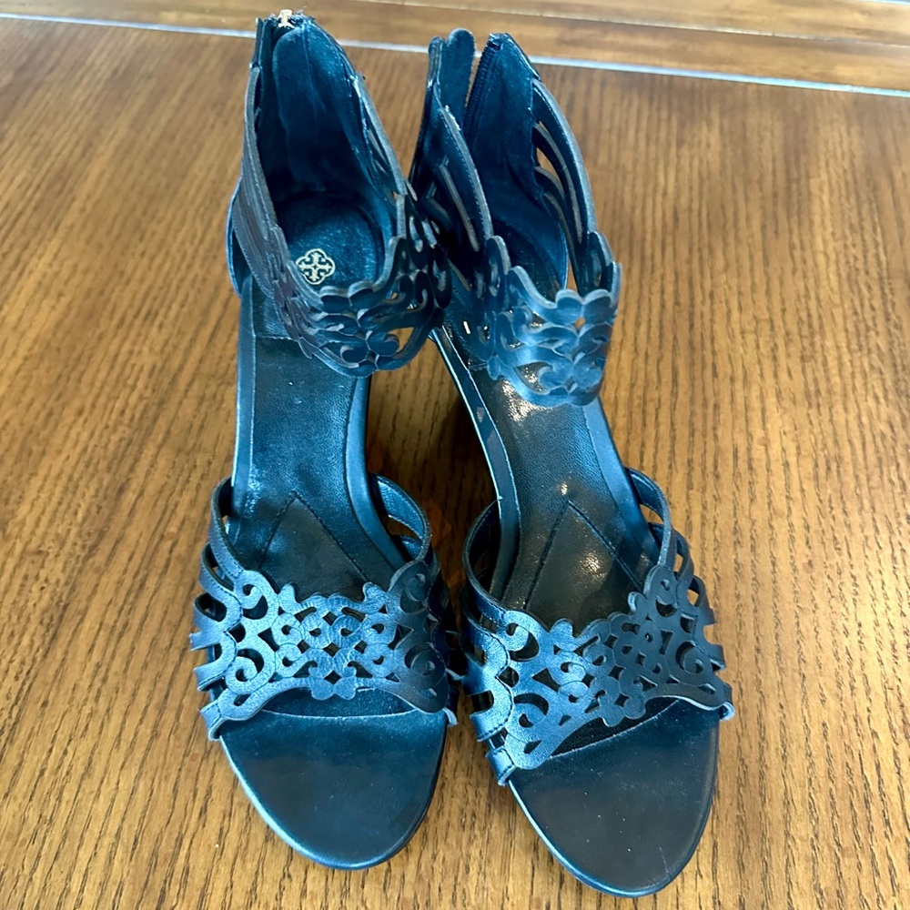Black Isola Laser cut Women's Leather Sandals
